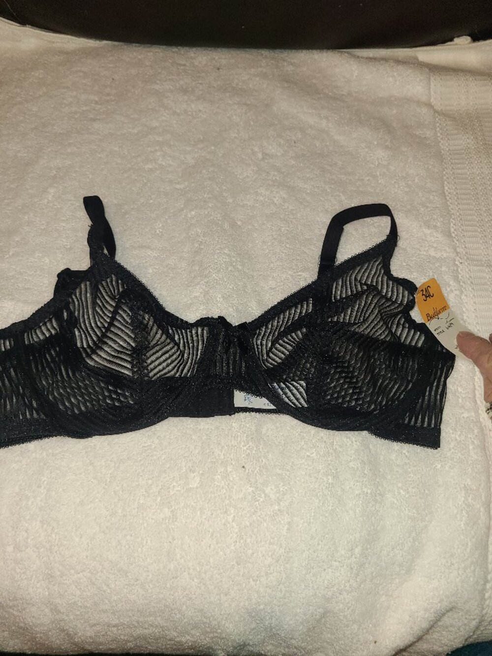 VTG NWT NOS Black Bestform Bra Size 34C Sheer Black Lines Style 6429 RARE!